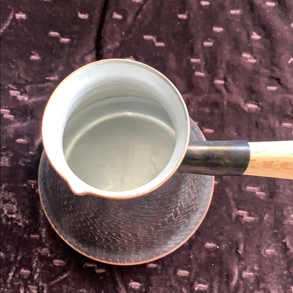 Turkish copper coffee pot w/ wood handle - Picture 3 of 5